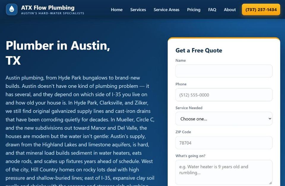 ATX Flow Plumbing, one of twenty local lead-generation sites